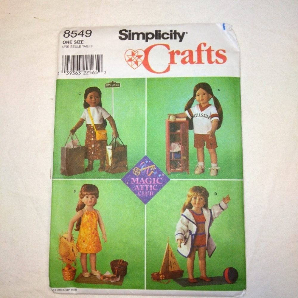 Simplicity 8549 Athletic Costume, casual wear for American Girl Doll & 1…